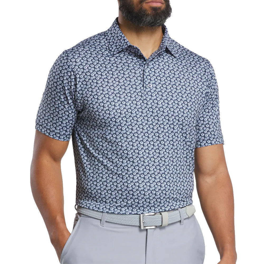 FootJoy Men's Floral Sketch Print Lisle Golf Polo Shirt - Breathable & Moisture-Wicking for Comfortable Golfing & Casual Wear