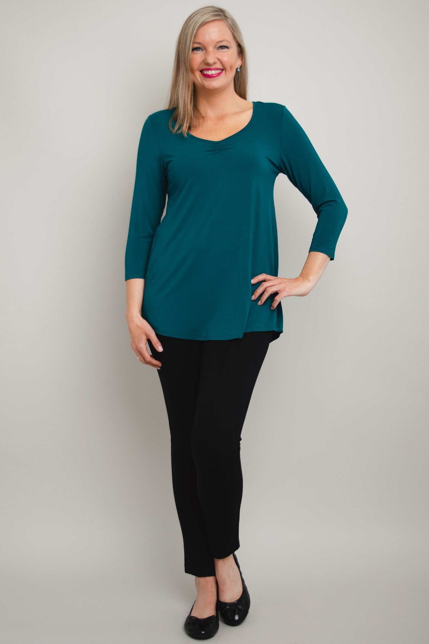 Franny Top - Soft Bamboo Teal Blouse for Women | Breathable & Comfortable | Perfect for Casual Wear, Office & Summer Outfits