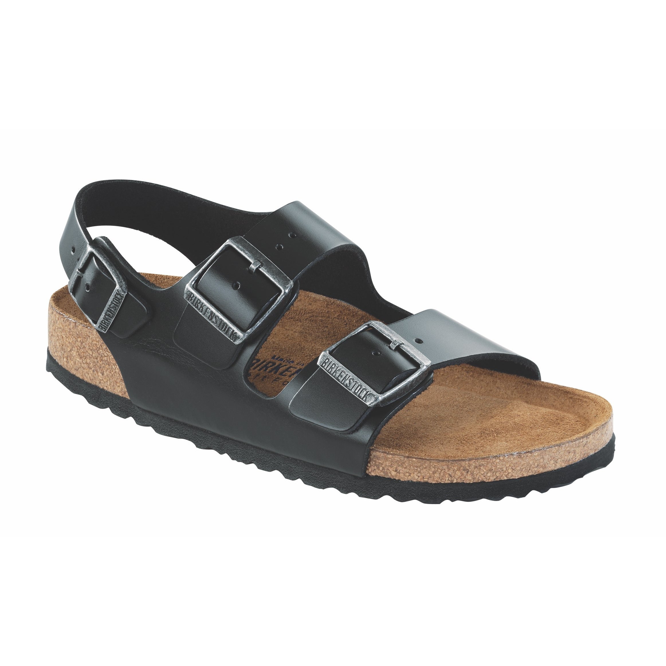 Birkenstock Milano Smooth Leather Soft Footbed Sandals for Women - Comfortable Walking Shoes in Amalfi Black | Perfect for Beach, Vacation & Everyday Wear