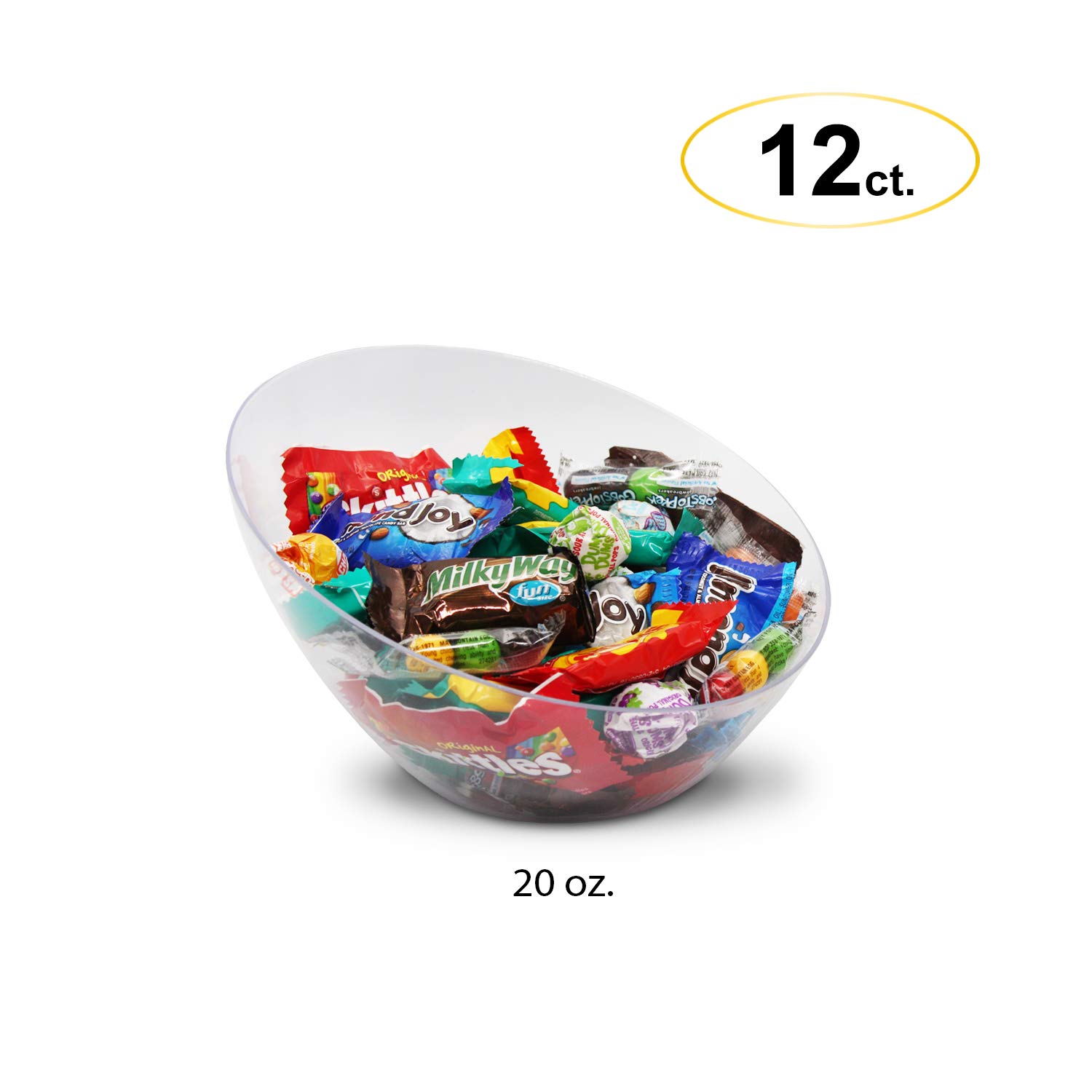 Clear Plastic Serving Bowls for Party Snacks, Appetizers & Salads - Durable Disposable Angle Bowls for Entertaining, Picnics & Events