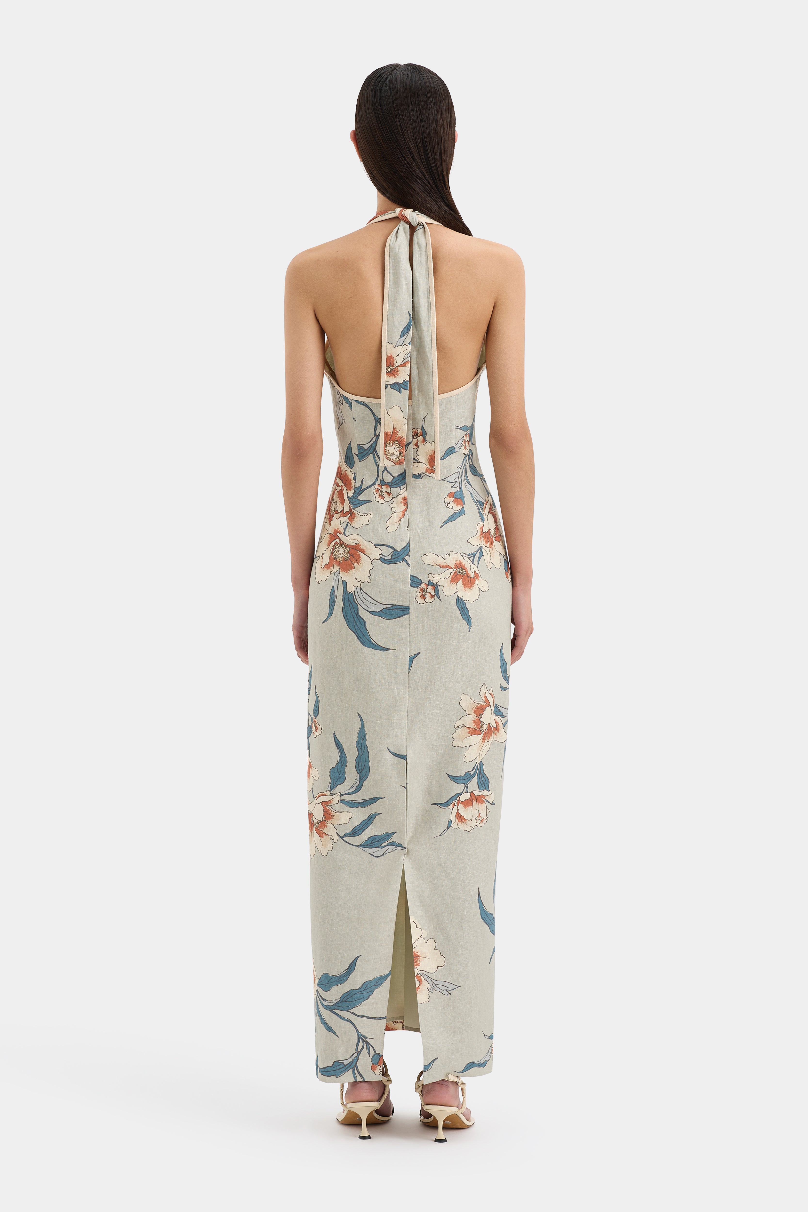 Roisin Halter Midi Dress - Women's Floral Summer Dress with Adjustable Straps | Perfect for Beach Vacations, Date Nights & Outdoor Parties