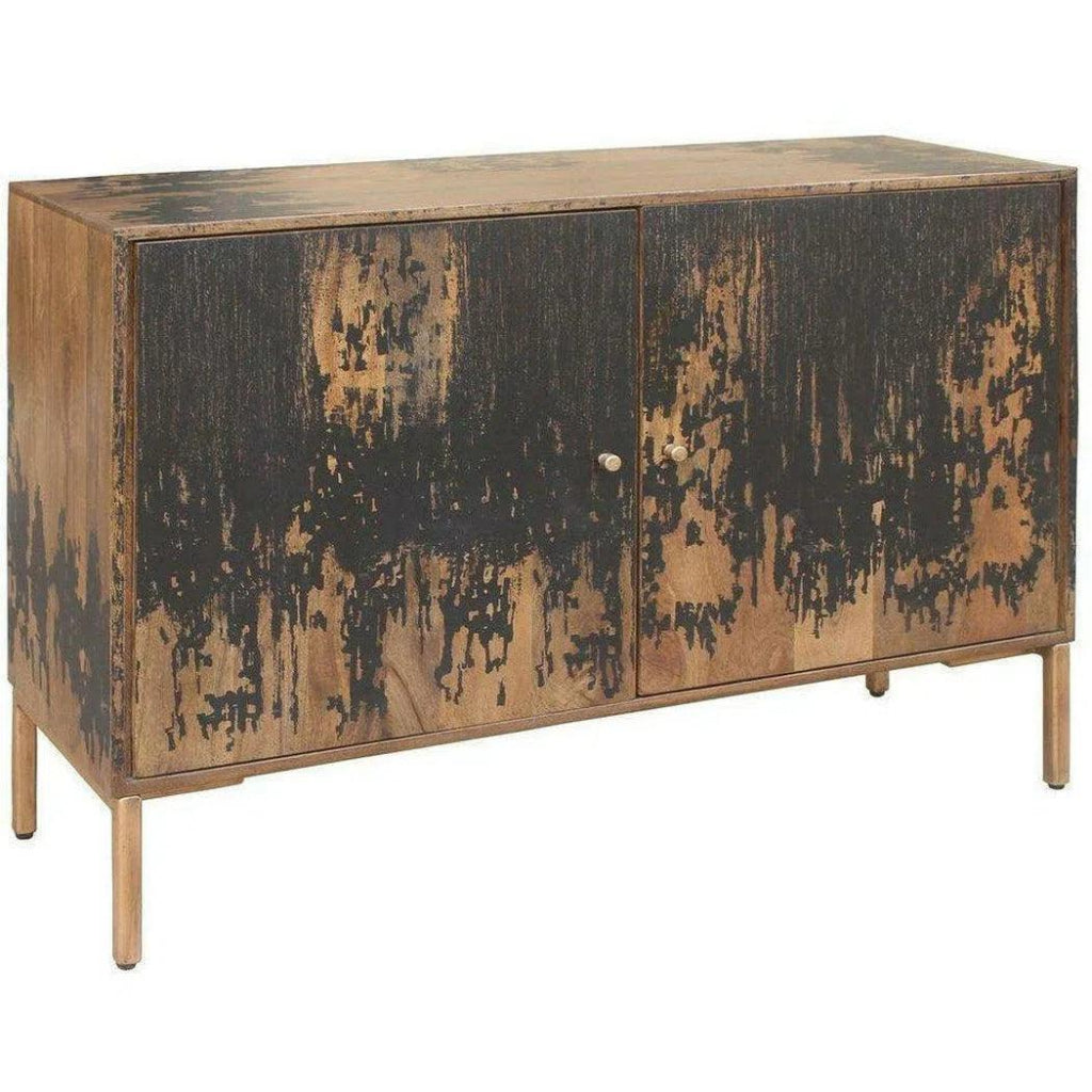 48 Inch Small Black Rustic Sideboard - Farmhouse Style Buffet Cabinet for Dining Room, Living Room, Entryway Storage & Home Decor