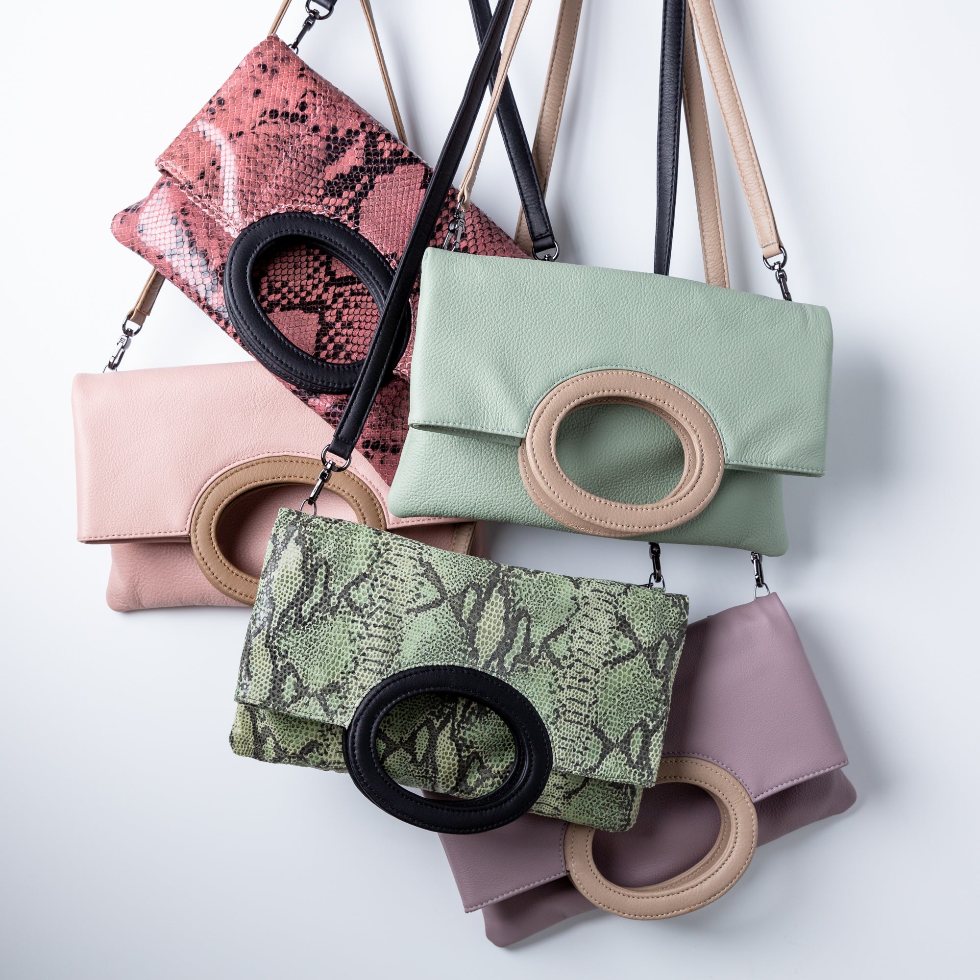 Green Snake Print Three-Way Convertible Handbag - Stylish Crossbody, Shoulder & Clutch Purse for Women | Perfect for Work, Party & Evening Events
