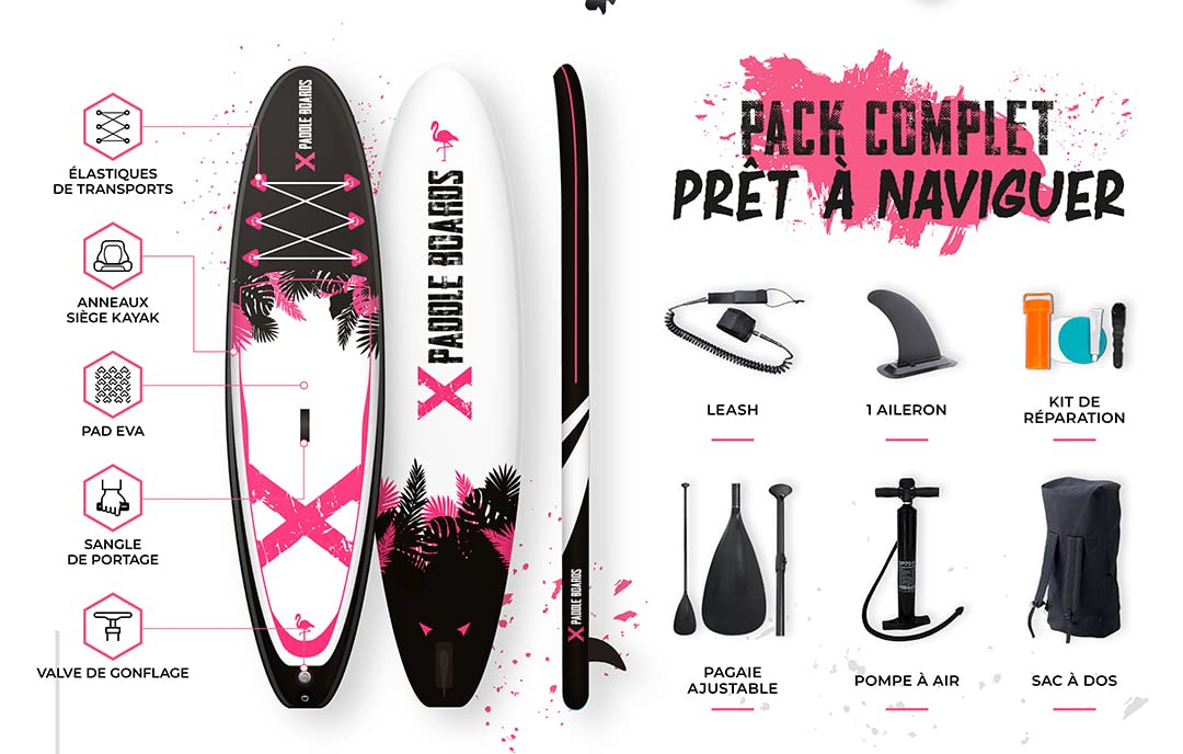 Inflatable Stand Up Paddle Board X-Flamingo 10.2ft x 32in x 6in - Premium SUP for Lakes, Rivers & Ocean - Lightweight & Portable for Yoga, Fishing & Family Fun