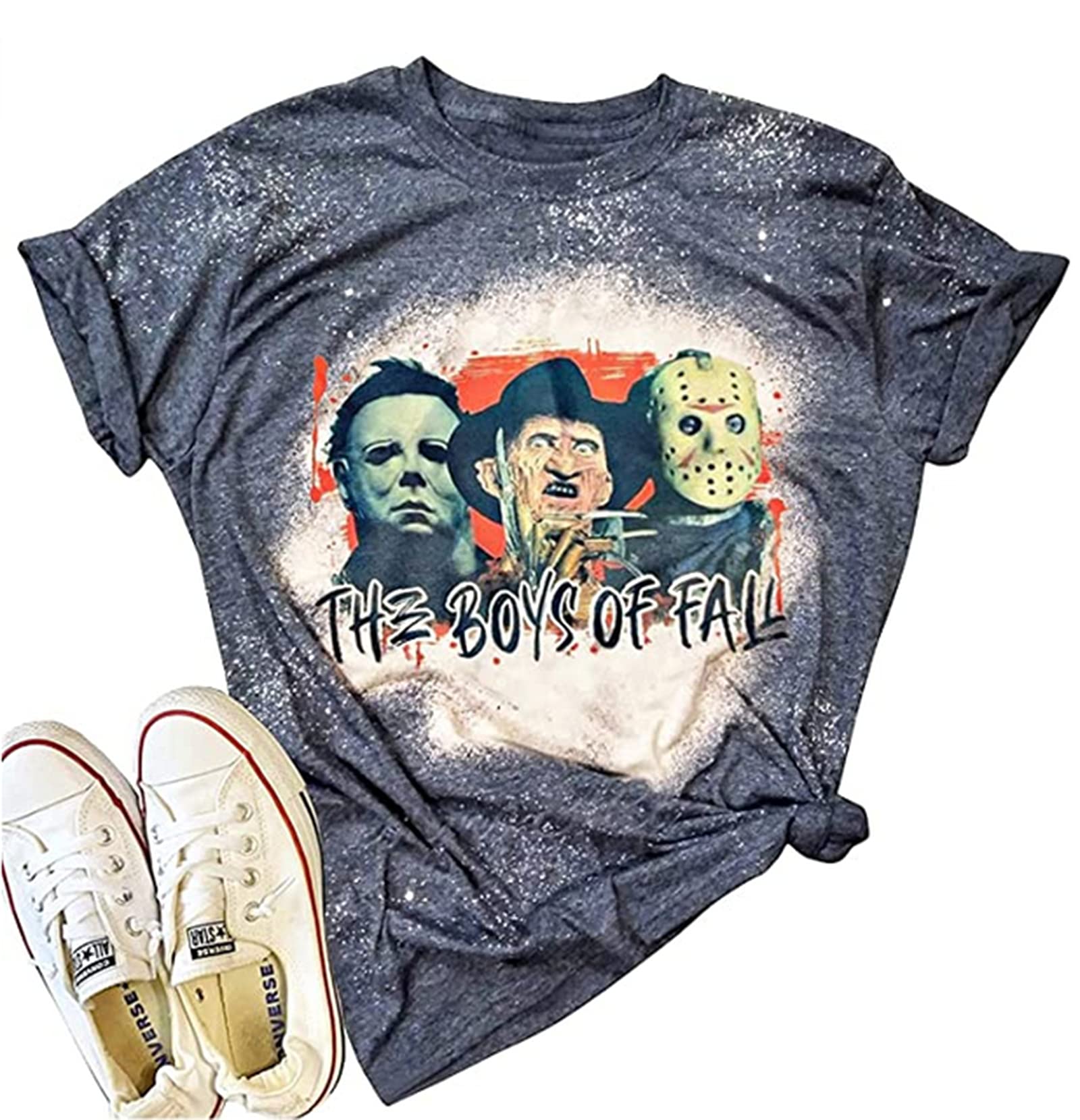 Friends Halloween Horror Shirt for Women - Horror Movie Character Graphic Tee - Spooky Halloween Night T-Shirt - Perfect for Halloween Parties, Cosplay & Horror Movie Events