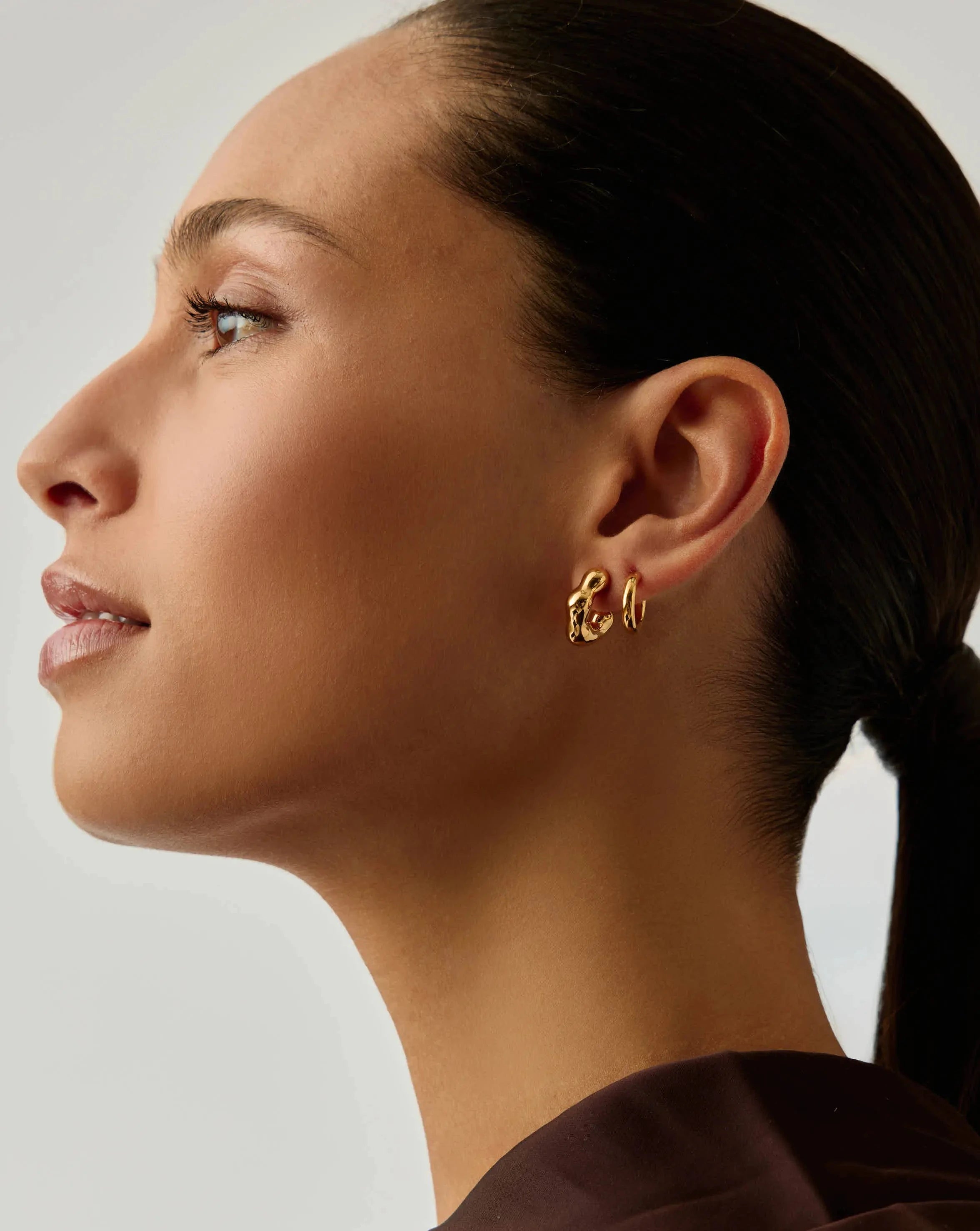 Eny Puffy Small Hoop Earrings for Women - 18k Gold Plated Dainty Everyday Jewelry - Perfect for Work, Date Night & Casual Outfits