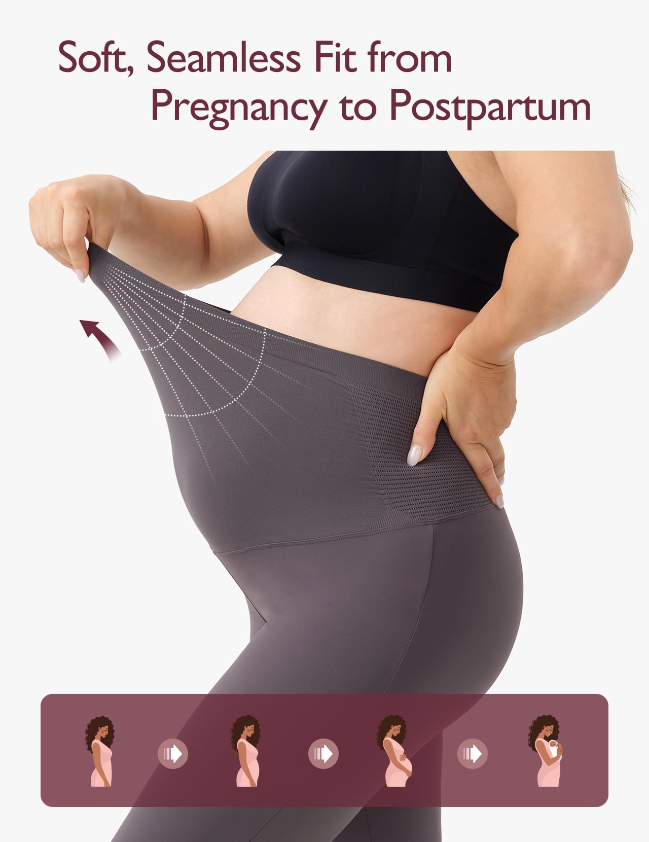 Momcozy Maternity Yoga Pants - Over The Belly Pregnancy Leggings with Buttery Soft Triple Wrap Support | Flared Leg Comfort for Prenatal Yoga, Workouts & Everyday Wear