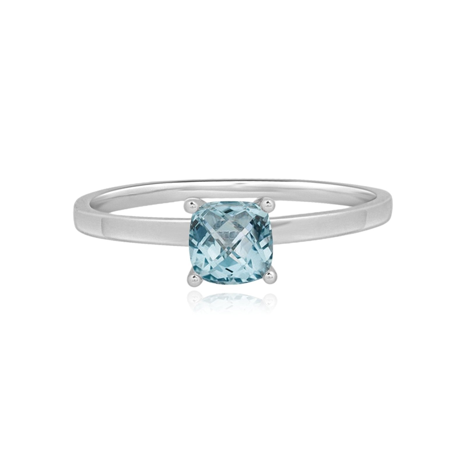 14K White Gold Cushion Cut Blue Topaz Cocktail Ring for Women | Elegant Evening Party Jewelry Gift | Perfect for Weddings, Anniversaries & Special Occasions