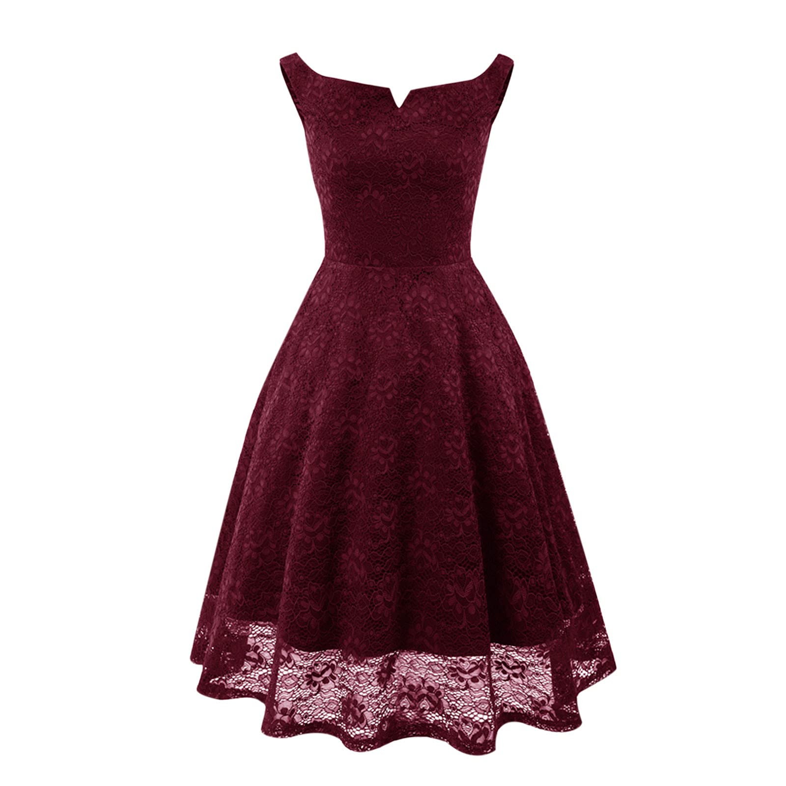 Elegant Women's Cocktail Party Dress - Lace Sleeveless A-Line Vintage Ballgown for Prom, Evening & Special Occasions | Flattering Fit to Flare Design for Weddings, Dinners & Formal Events