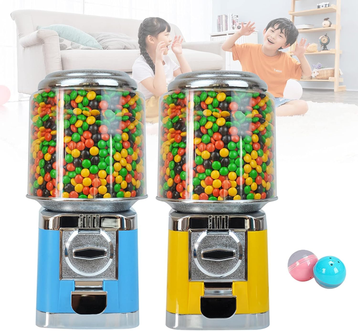 LOYALHEARTDY 25 Cent Coin Operated Gumball Machine - Automatic Candy Vending Machine for Home, Office, Arcade & Gaming Stores - Fun Blue Retro Candy Dispenser for Parties, Events & Retail Business