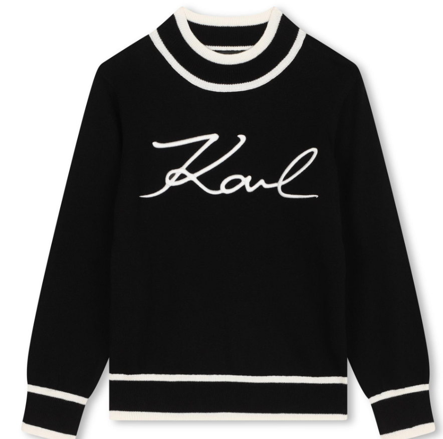 KARL LAGERFELD Mini Me Collar Sweater for Women - Classic Knit Pullover with Collar Detail (Size 4-16A) | Perfect for Office Wear, Date Nights & Casual Outfits