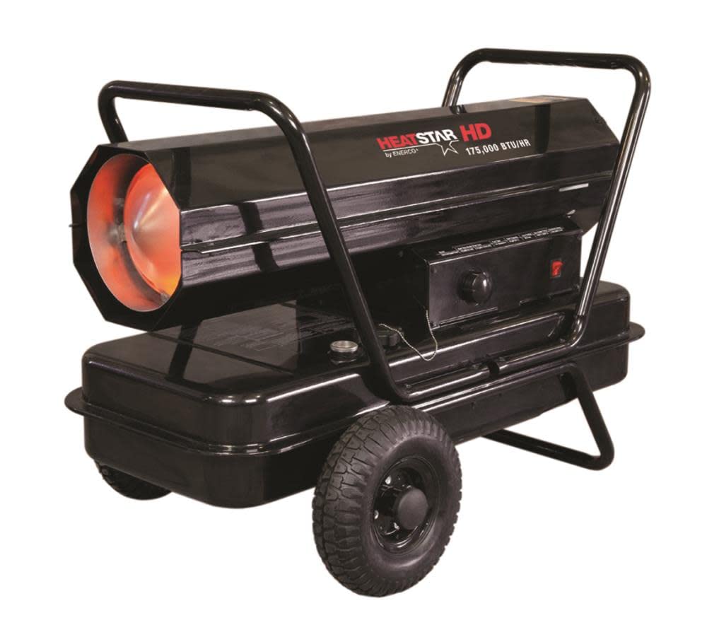Enerco F170380 HS210KT 210K BTU Forced Air Kerosene Heater with Thermostat - Portable Space Heating for Garages, Workshops & Construction Sites