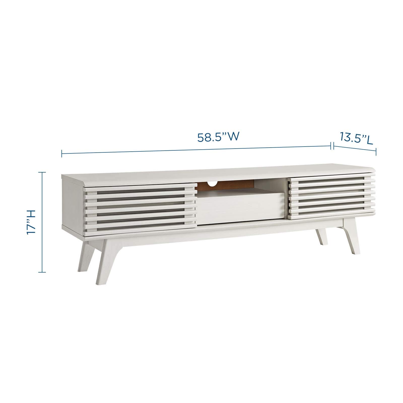 Modern White Wood TV Stand Console Table - Contemporary Media Entertainment Center for Living Room, Lounge, Hotel Lobby & Hospitality Spaces