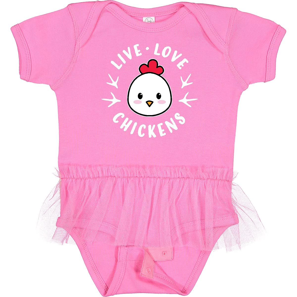 Inktastic Live Love Chickens Infant Tutu Bodysuit - Cute Baby Girl Outfit for Photoshoots, Birthday Parties & Family Gatherings