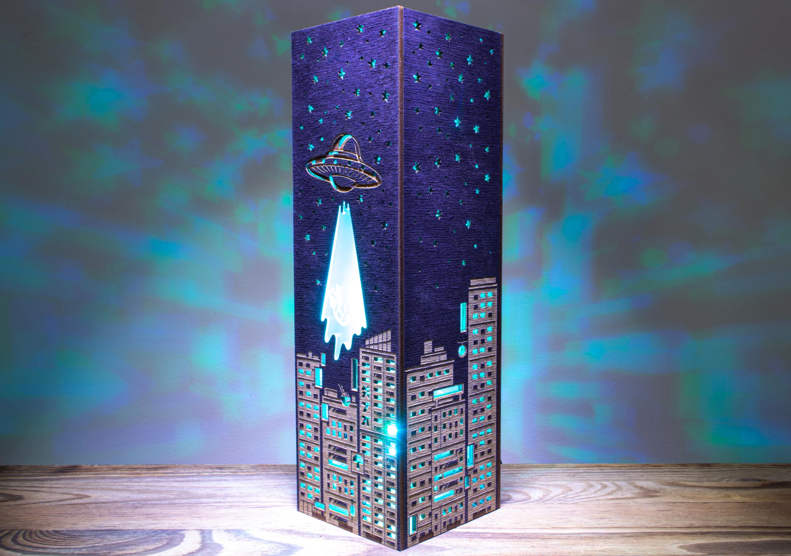 UFO Alien Night Lamp - Sci-Fi LED Neon Light with Alien Abduction Scene | Modern Space-Themed Bedroom Decor | Cool Gift for Geeks & Nerds | Perfect for Gaming Rooms, Dorm Decor & Sci-Fi Lovers