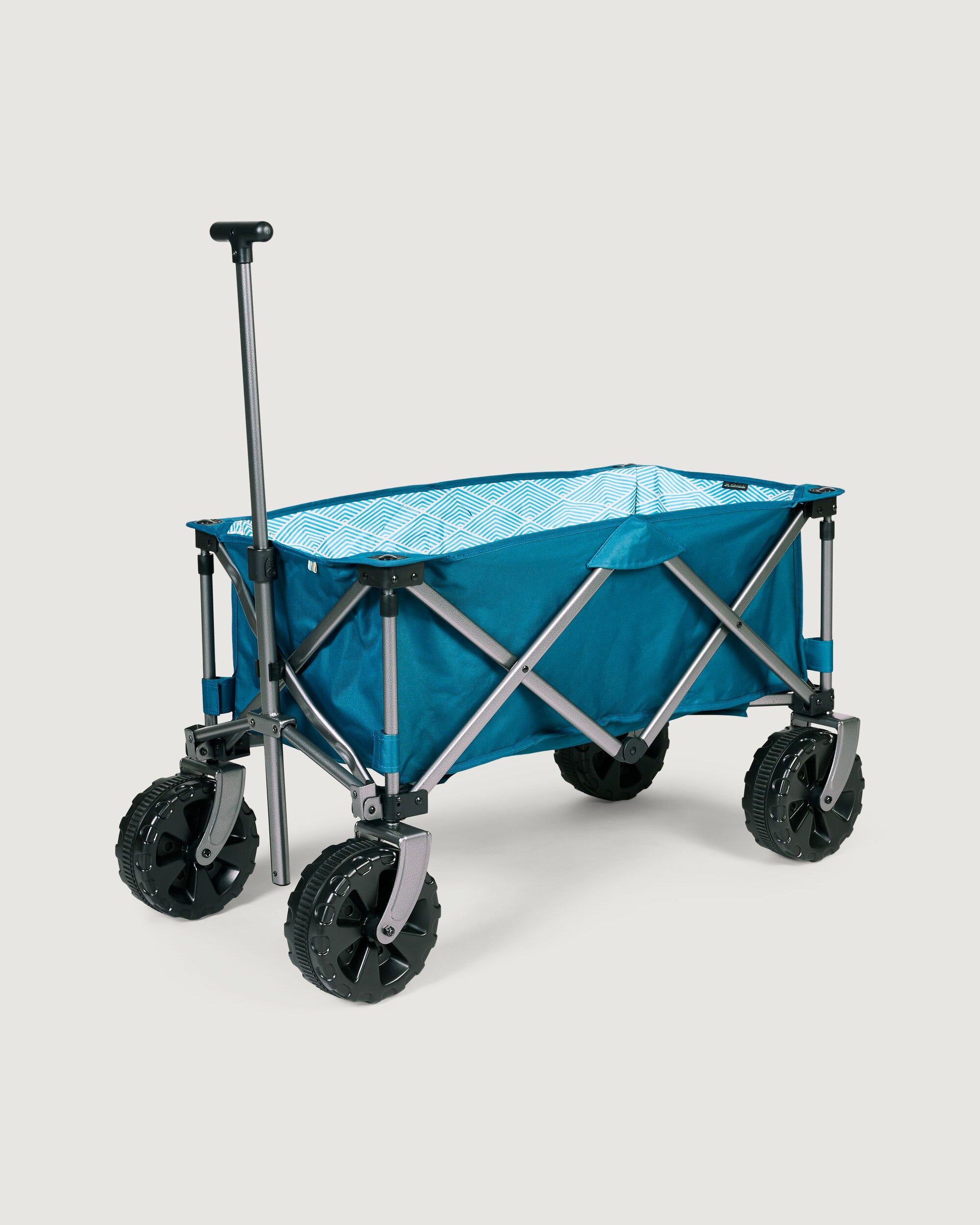 Retreat Trolley - Deep Sea Blue & Cove Geometric Print Luggage - Perfect for Travel, Camping & Beach Getaways