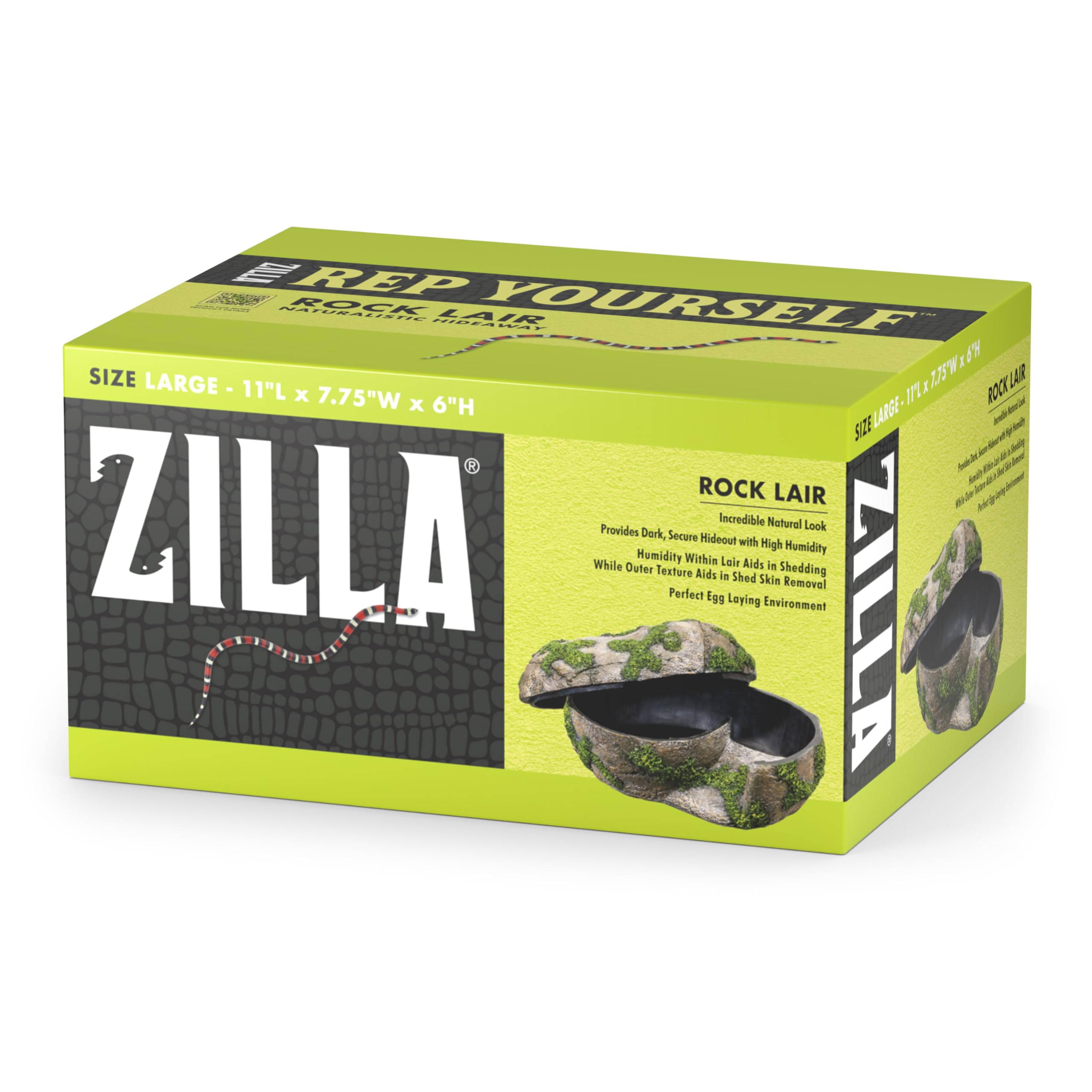 Zilla Pet Terrarium Rock Lair Hideout for Reptiles - Large Size Cave Shelter for Lizards, Snakes & Geckos - Perfect for Desert & Jungle Habitat Decor