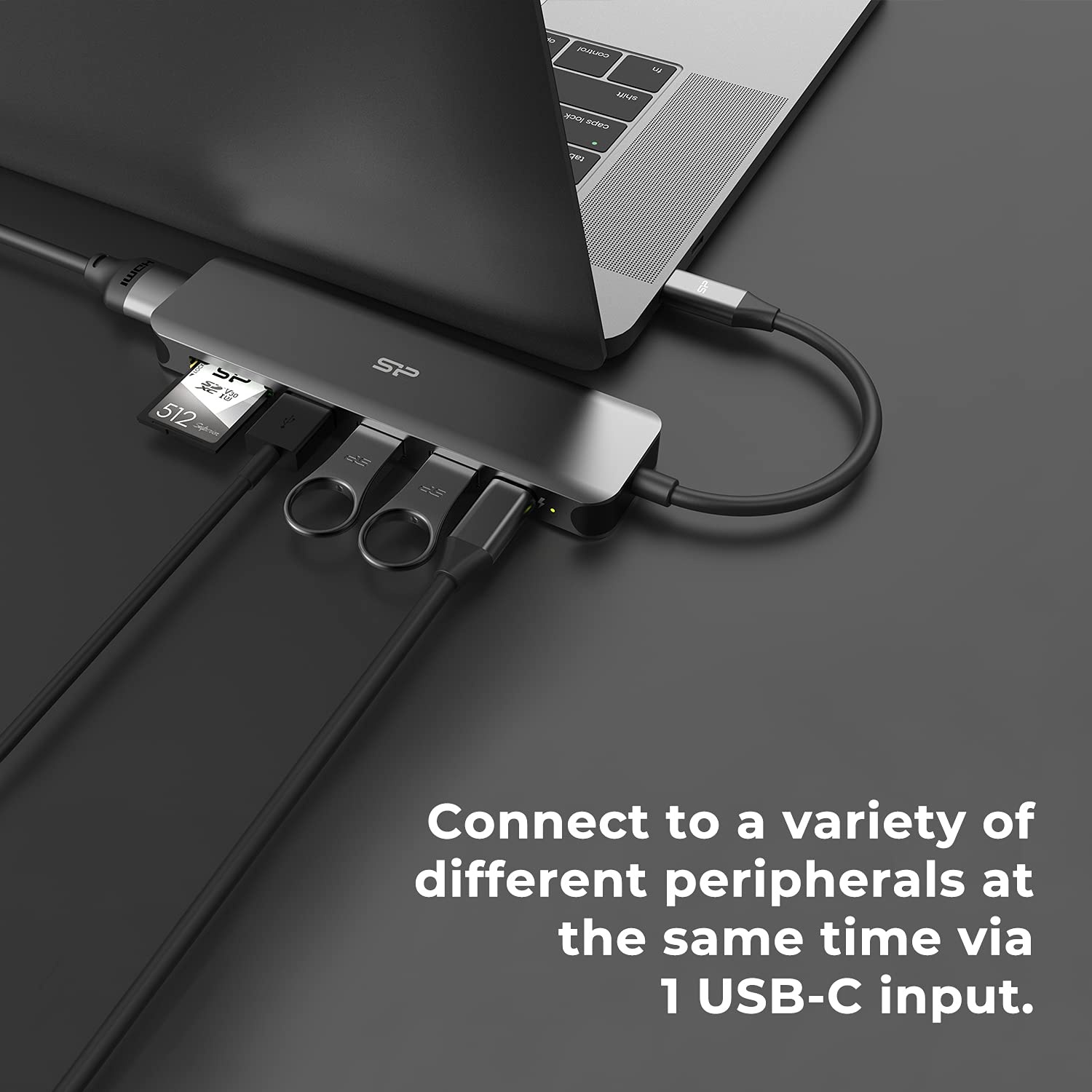 Silicon Power SU20 7-in-1 USB C Hub with 4K HDMI, 60W PD, 3 USB 3.0 Ports, SD/microSD Card Reader - Compatible with MacBook Pro & USB C Laptops for Home Office, Travel & Multi-Screen Workstations