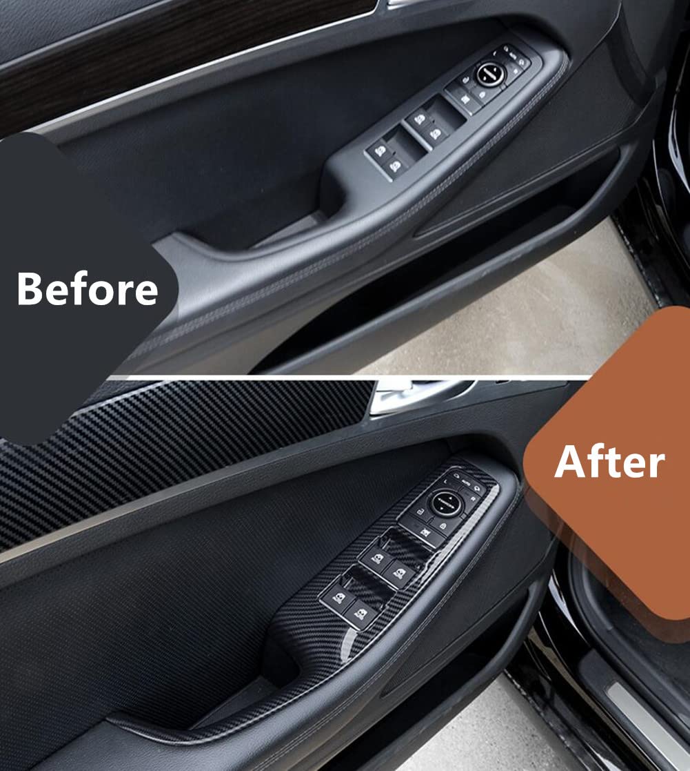 Carbon Fiber Window Switch Panel Cover Trim Compatible with 2017-2020 Genesis G80 (DH) - Premium Car Door Lock Switch Accessories for Enhanced Interior Style & Protection
