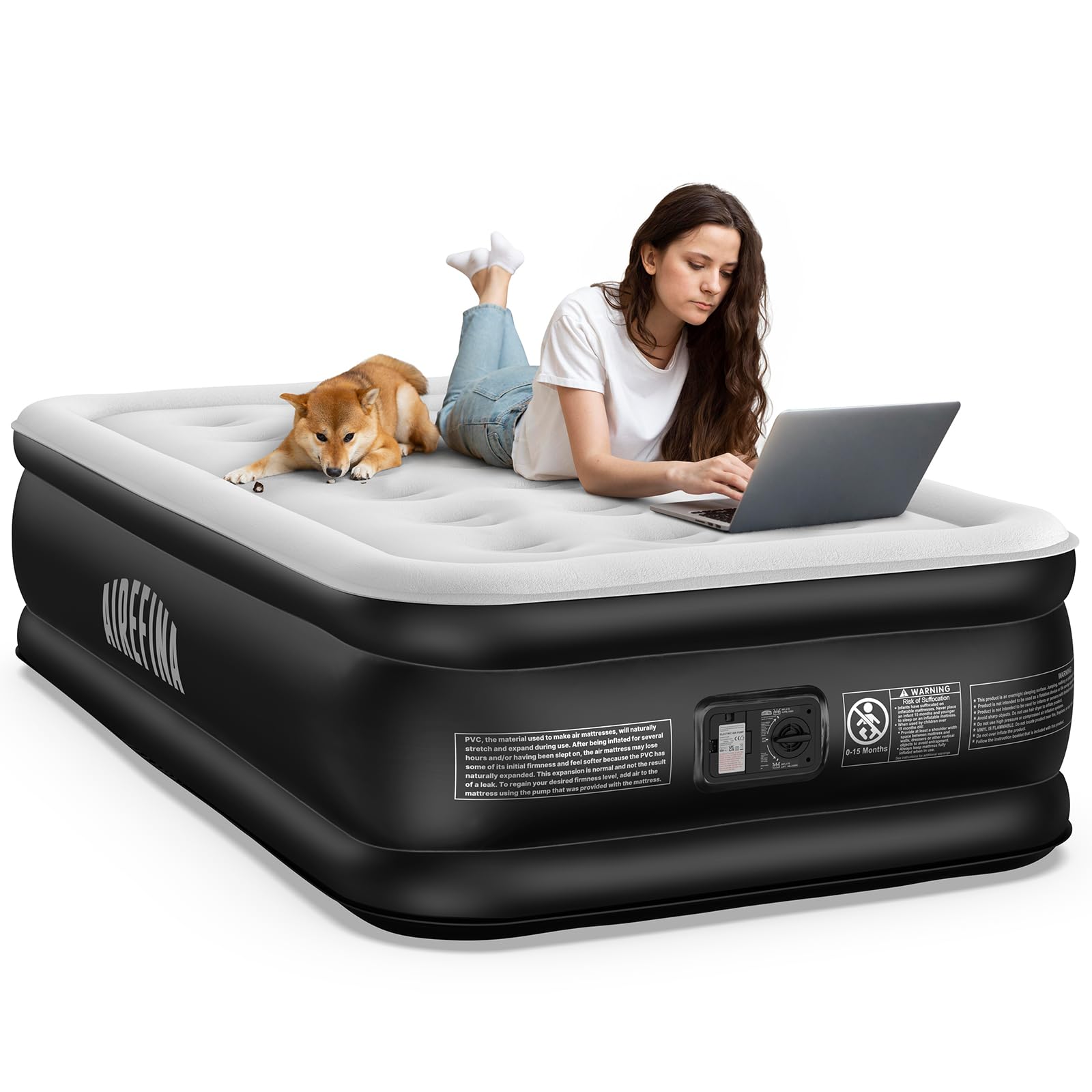**Airefina Twin Air Mattress with Built-in Pump - 18