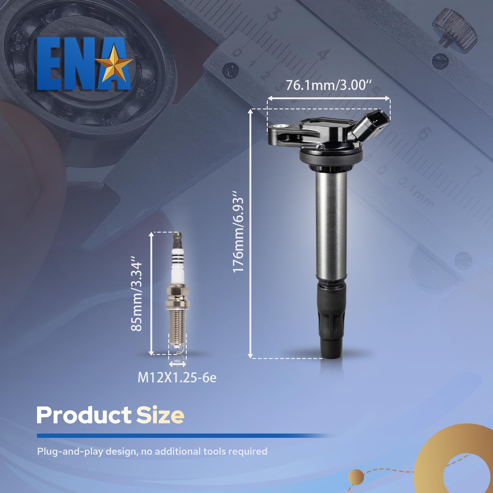 ENA 4-Piece Ignition Coil Set with Iridium Spark Plugs UF596 - Compatible with Toyota Corolla/Matrix/Prius (2009-2015, 2017), Lexus, Scion IM/XD, Pontiac Vibe 1.8L L4 - Replaces UF619 & 9091902258 - Perfect for Engine Tune-Ups & Performance Upgrades