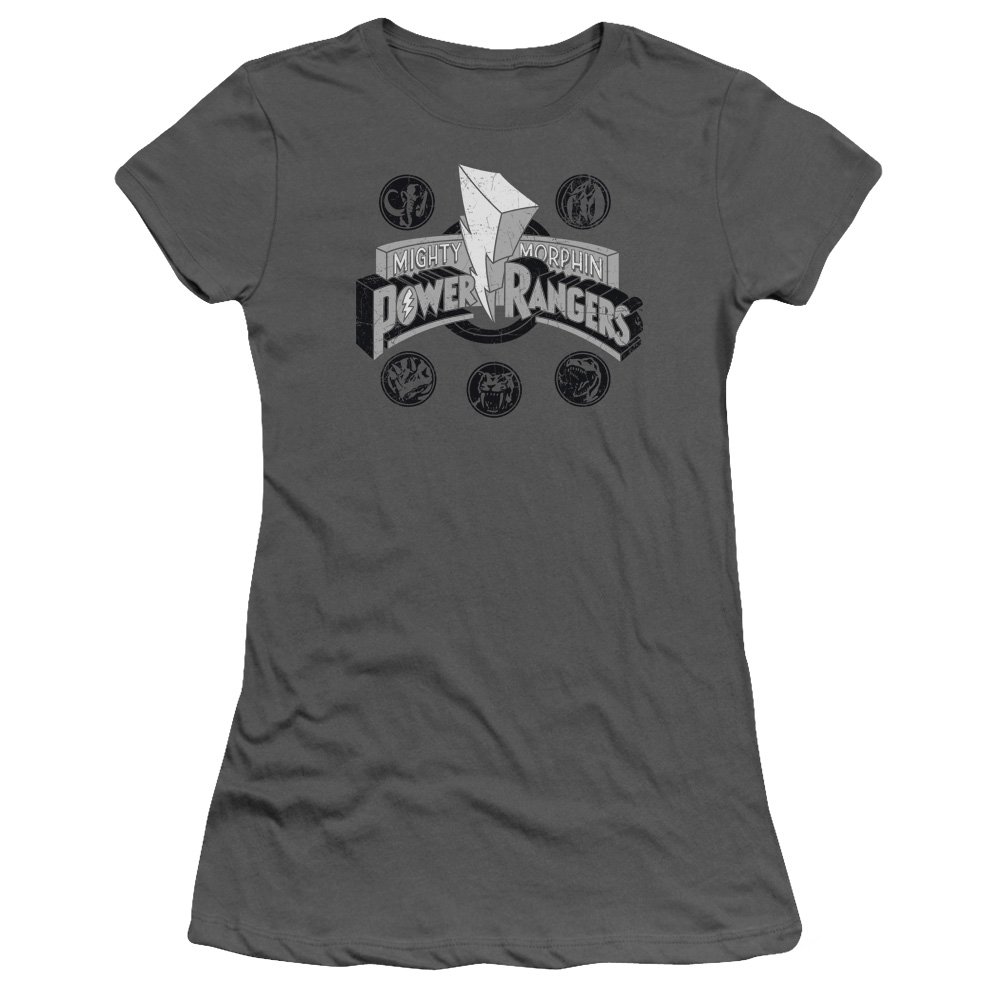 Power Rangers Power Coins Juniors' Sheer Fitted T-Shirt for Kids - Official Licensed Merchandise - Lightweight & Comfortable for Cosplay, Birthday Parties & Everyday Wear