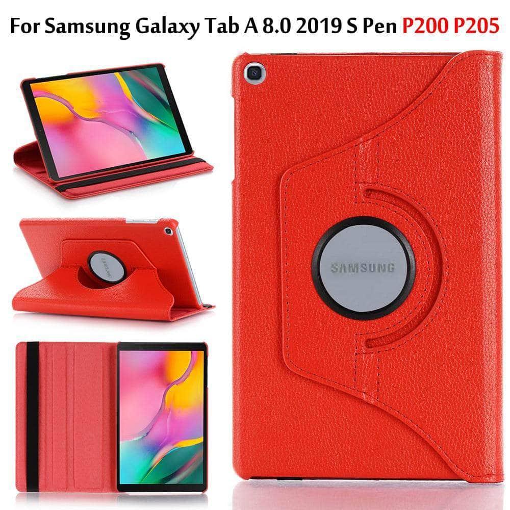 360° Rotating Samsung Galaxy Tab A 8.0 (2019) S Pen Case for SM-P200/P205 - Auto Sleep/Wake Leather Stand Cover - Perfect for Work, Study & Entertainment