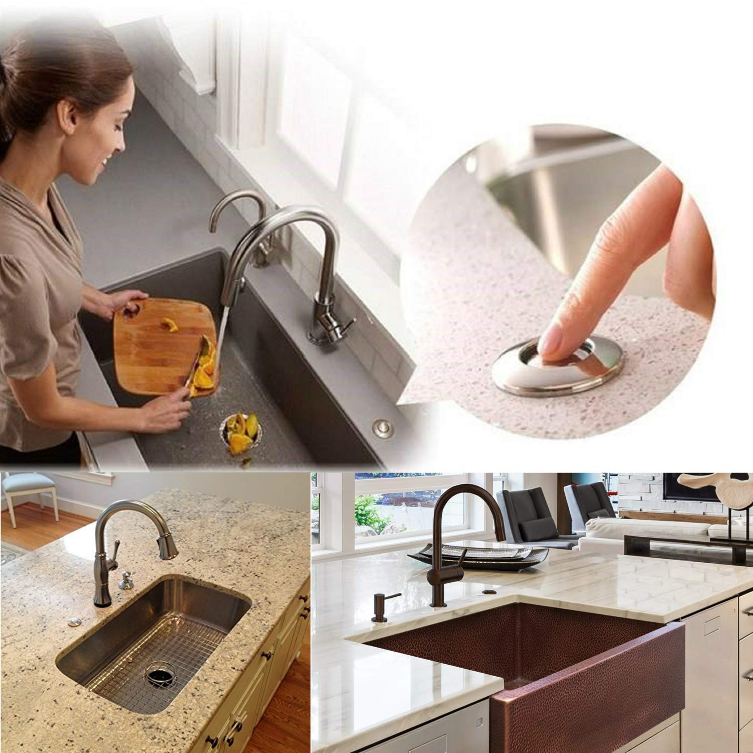 Briidea Stainless Steel SinkTop Garbage Disposal Air Switch Kit - Polished Short Air Button for Easy Waste Disposal | Perfect for Kitchen Sink, Home Renovation & DIY Installation