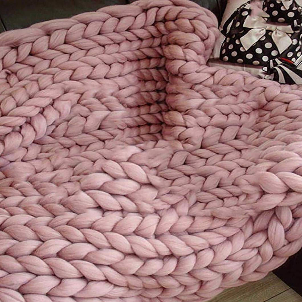 Large Chunky Knit Blanket - Soft & Thick Merino Wool Handmade Cable Throw - Oversized Yarn Blanket for Sofa, Bed & Home Decor - Perfect for Cozy Winter Nights & Boho Chic Living Room