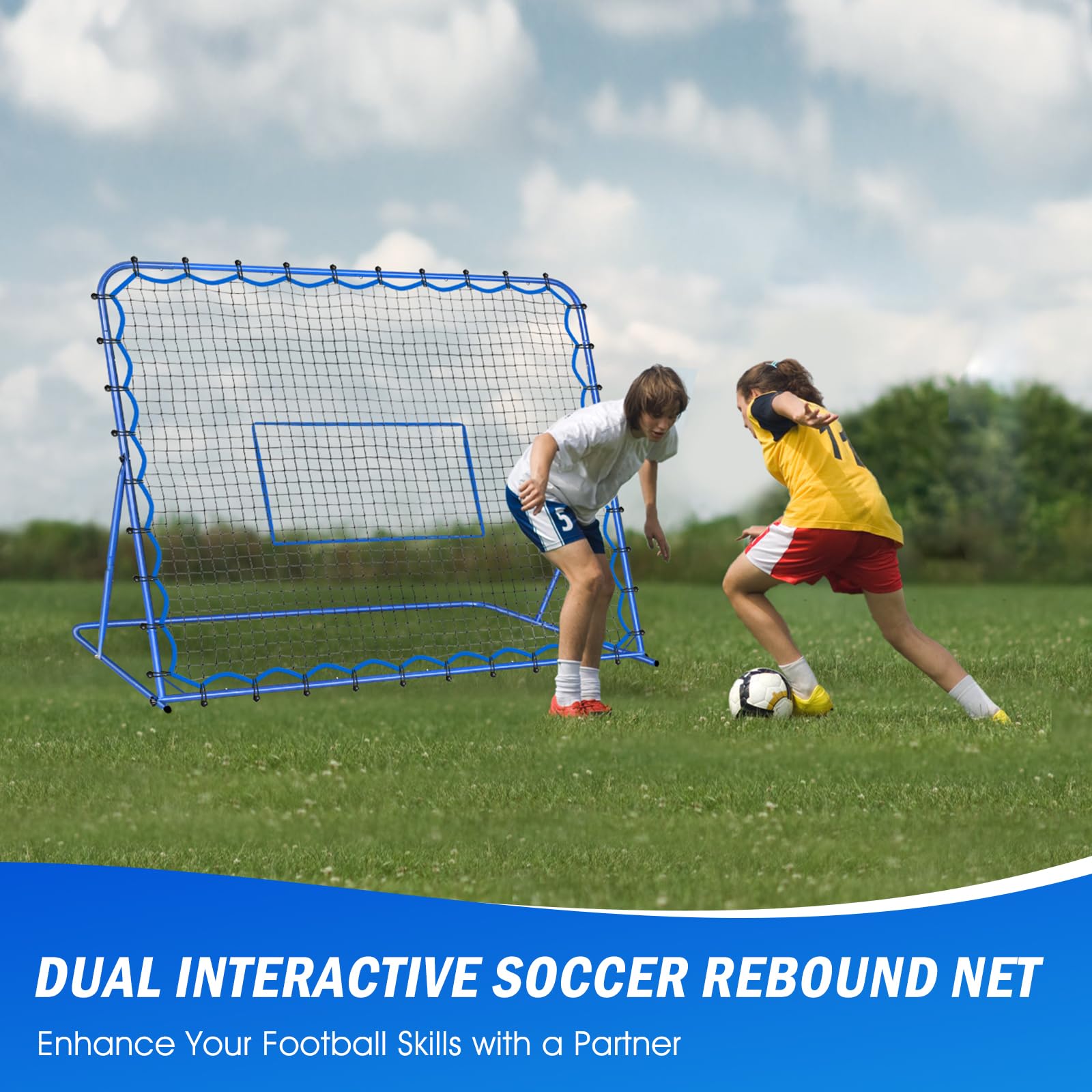 Adjustable Soccer Rebounder Net - Quick-Switch Angle Training for Ball Control & Passing Practice | Portable Soccer Training Equipment for Kids, Teens & Adults | Perfect for Backyard Drills, Team Practice & Solo Training