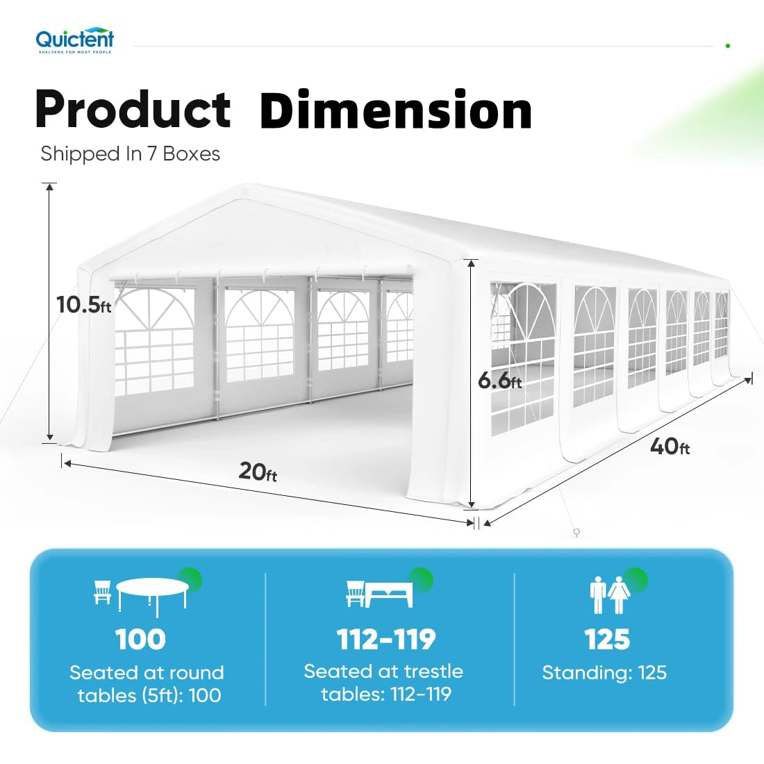 20' x 40' White Party Tent - Heavy Duty Waterproof Outdoor Canopy for Weddings, Events & Backyard Gatherings