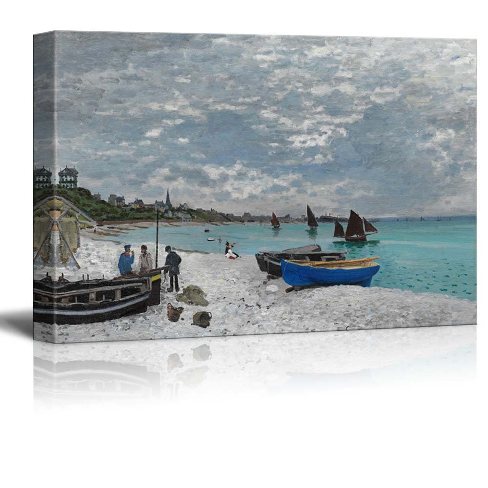 Claude Monet The Beach at Sainte-Adresse Canvas Print - 32x48 Inch Famous Painting Reproduction Wall Art - Perfect for Living Room, Bedroom & Office Decor