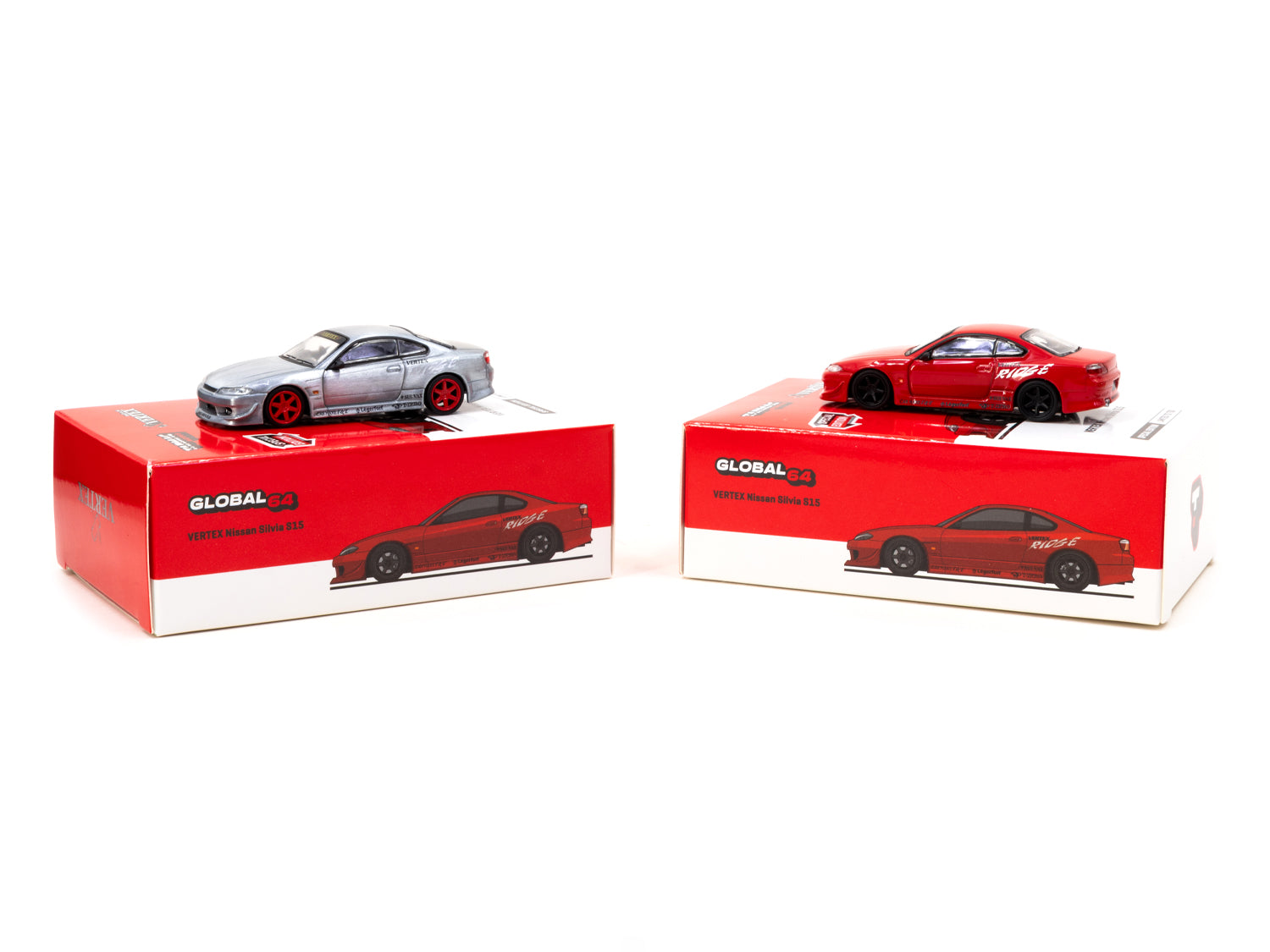 Tarmac Works 1/64 Scale VERTEX Nissan Silvia S15 Red Diecast Model Car - Indonesia Special Edition Collectible for Car Enthusiasts | Perfect for Display, Gifts, and Diecast Collections