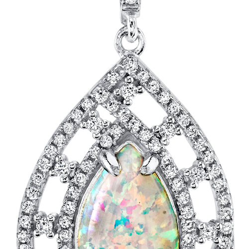 Opal Earrings Sterling Silver Pear Shape 2.50 Carats - Elegant Dangle Earrings for Women, Perfect for Weddings, Parties & Special Occasions