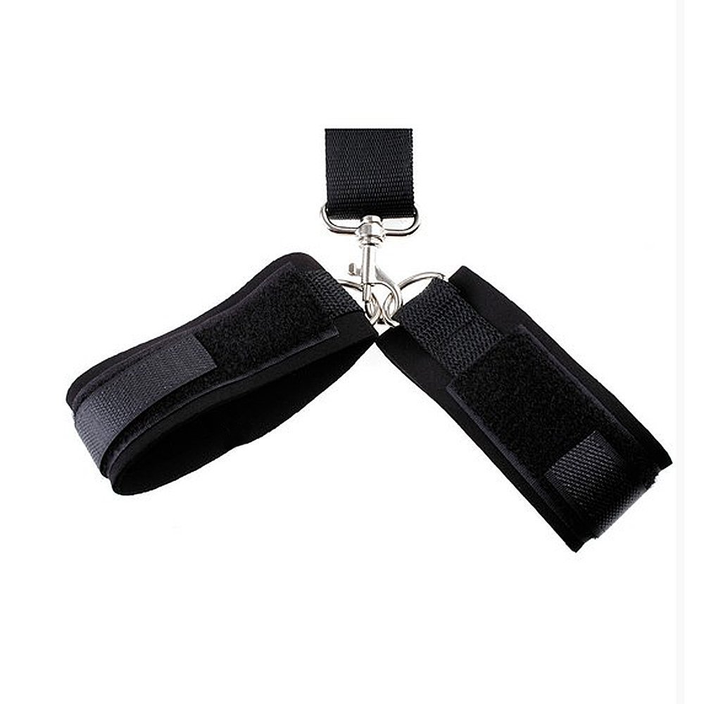 Premium Adjustable Black Handcuffs & Breathable Ball Gag Set - Nylon/Leather Bondage Restraints for Couples, BDSM Toys, Role Play & Spicing Up Bedroom Fun - Perfect for Adults, Flirting & Sensual Play