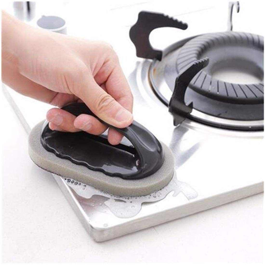 1 Pcs Emery Sponge Brush Eraser Cleaner - Rust Cleaning Tool for Kitchen, Sink, Pots & Bowls - Non-Scratch Scrubber with Comfortable Handle Grip (Brown) - Perfect for Stain Removal, Dishwashing & Household Cleaning