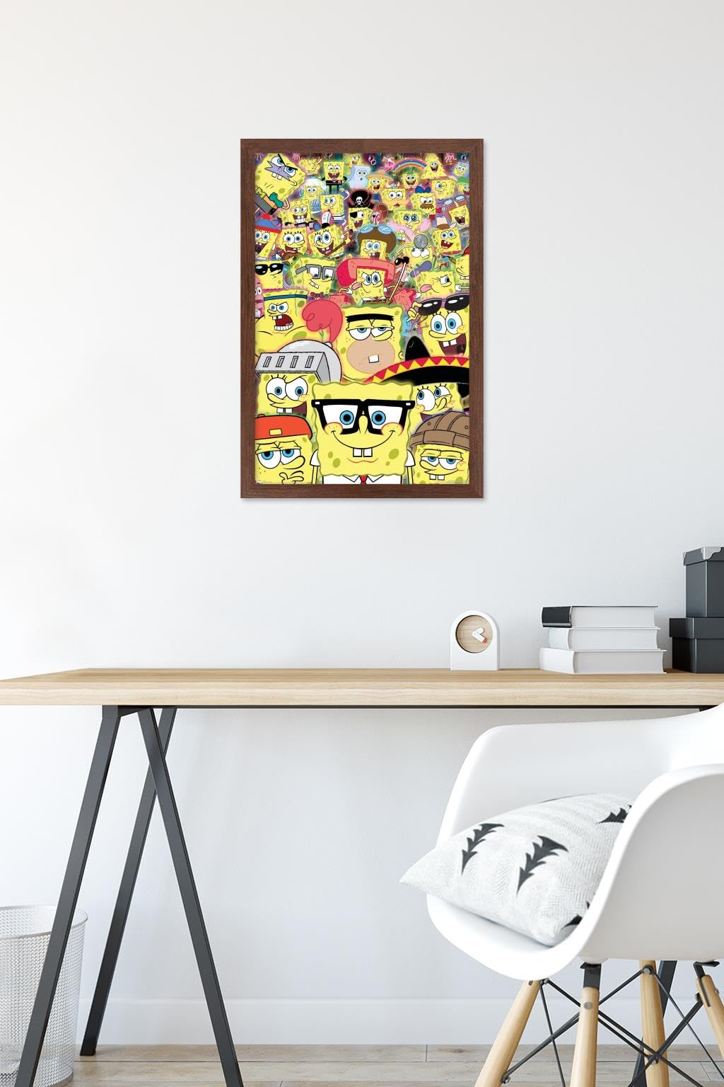 Trends International Nickelodeon SpongeBob SquarePants Disguise Wall Poster - 14.725 x 22.375 Inches, Mahogany Framed Art Print - Perfect for Kids' Room Decor, Classroom, or Cartoon Lover's Gift