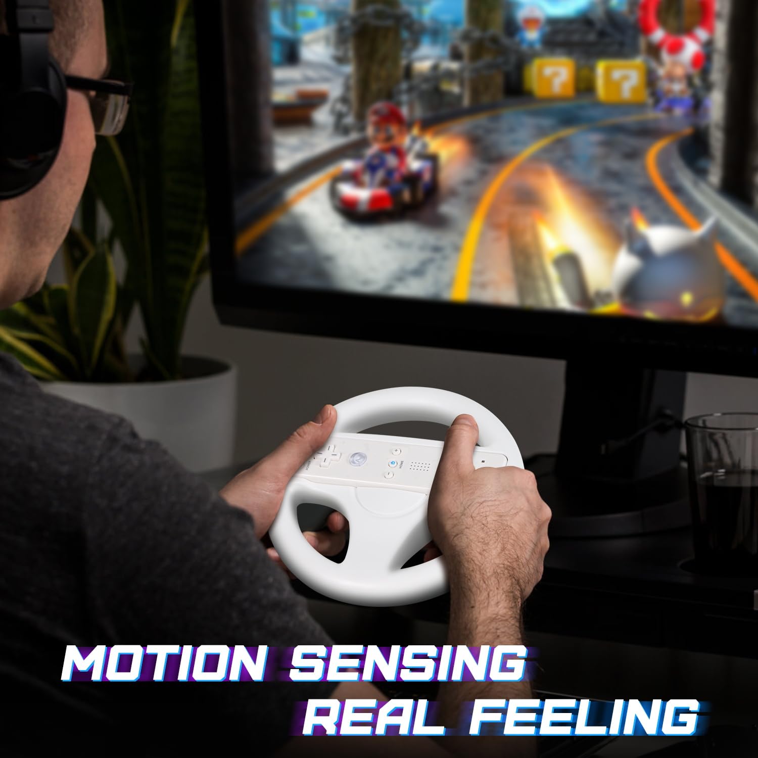2-Pack Nintendo Wii & Wii U Steering Wheel Controller - Compatible with Wii Remote for Mario Kart & Racing Games - Perfect for Family Game Nights & Multiplayer Racing Fun