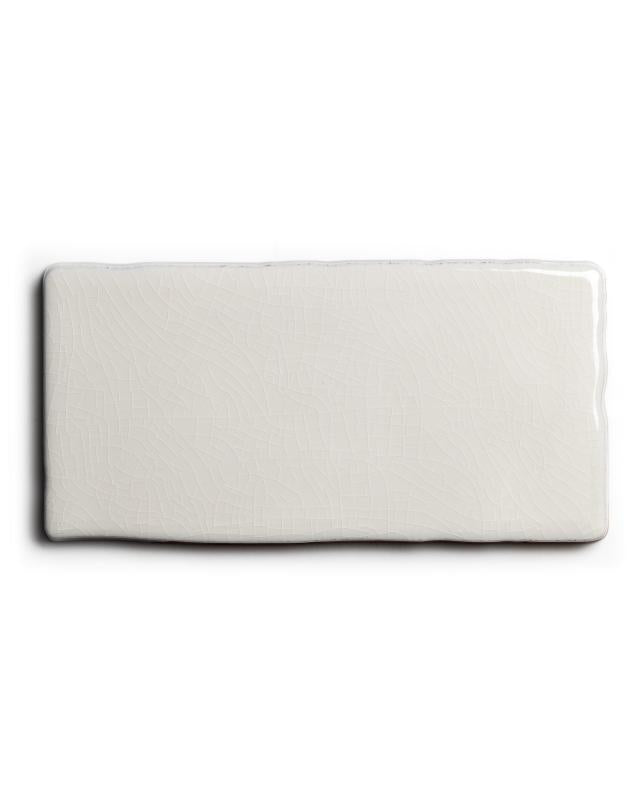 Kakel Mayfair Crackle Glaze Antique Half Tile 7.5 x 15 cm White - Vintage Bathroom & Kitchen Backsplash Decor