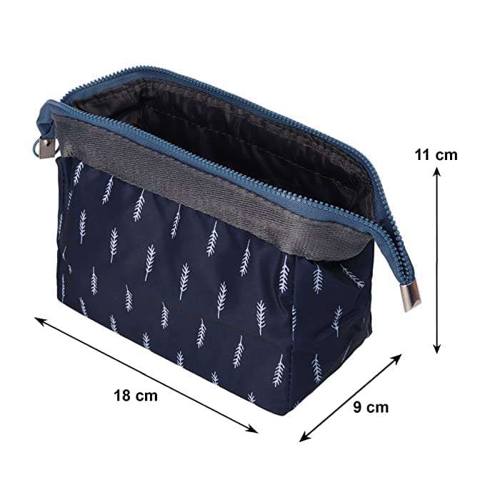 AXEVU Waterproof Travel Makeup Bag - Large Cosmetic Organizer with Zipper, Multi-Functional Toiletry Pouch for Women & Girls (Blue) - Perfect for Vacation, Gym, Business Trips & Daily Essentials Storage