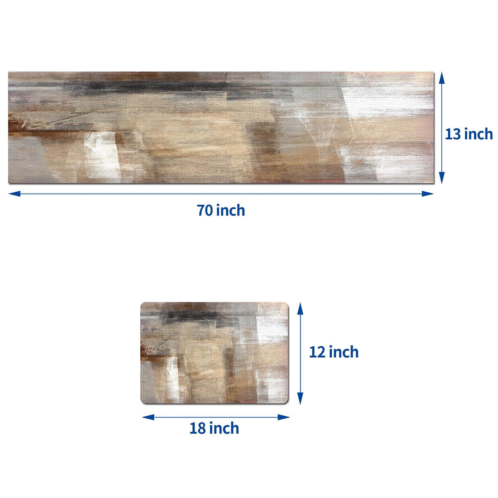Mcalk Brown Table Runner and 6-Piece Beige Placemats Set - Modern Abstract Art Linen Table Mats for Kitchen & Dining Room - Washable & Durable for Everyday Use, Dinner Parties, and Holiday Decor