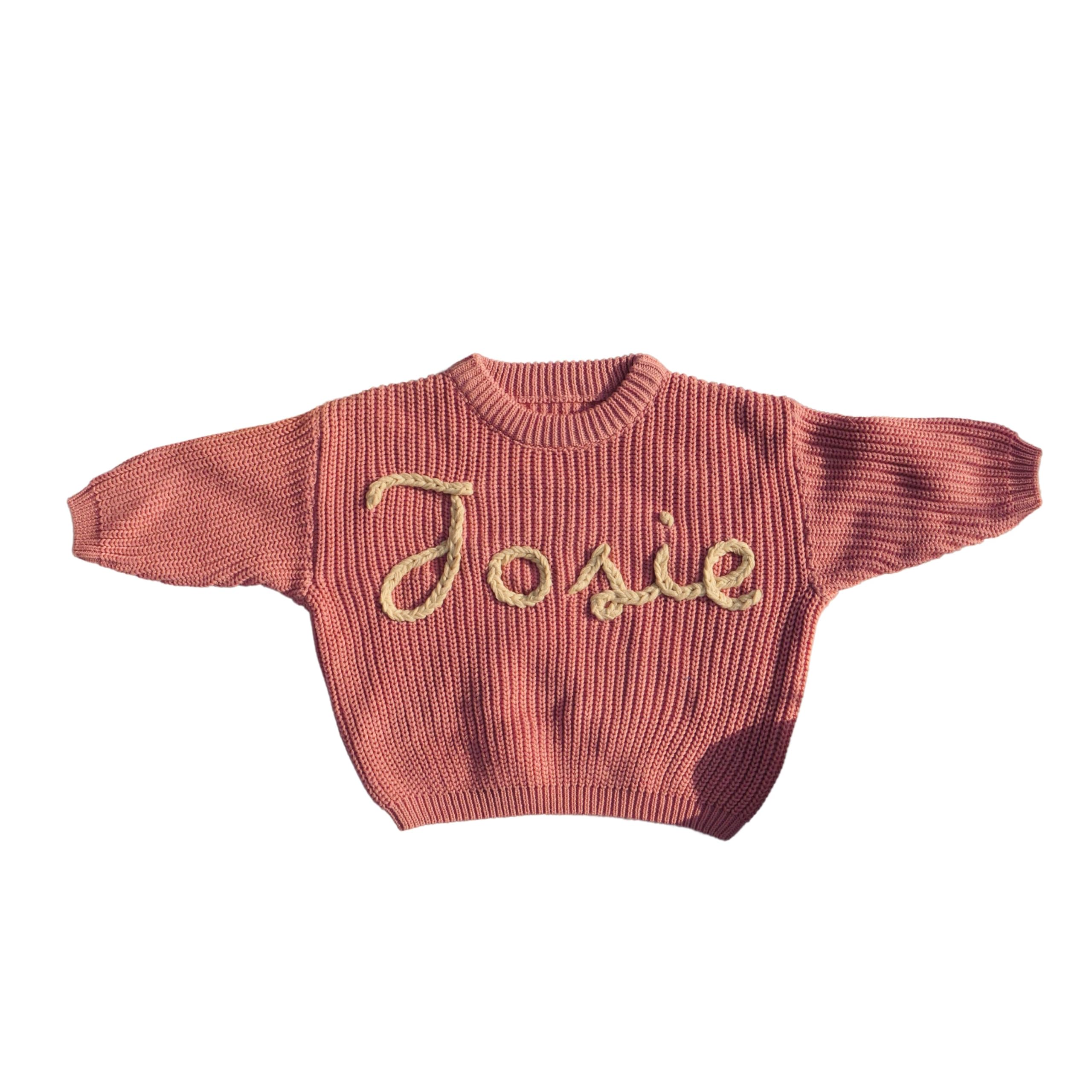 Personalized Hand Embroidered Baby Sweater with Custom Name - Unique Newborn Gift for Baby Boy & Girl (4-5T US Kids Size, Army Green) - Perfect for Birthdays, Christenings & Special Occasions