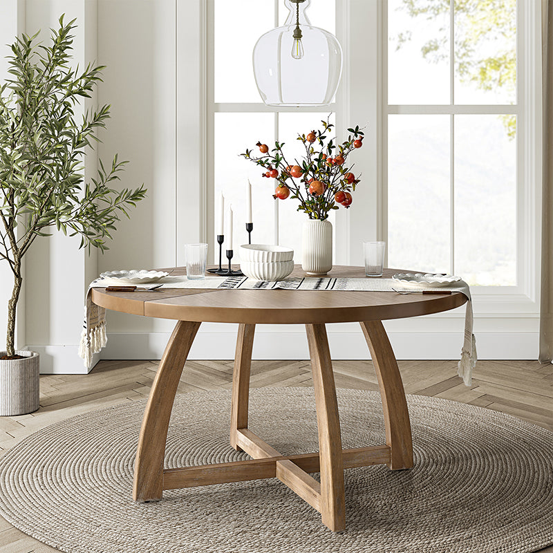 Sherry 54 Inch Solid Wood Round Dining Table - Rustic Farmhouse Style for Kitchen, Dining Room & Outdoor Patio