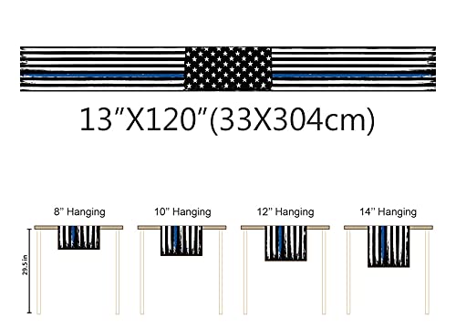 Thin Blue Line Black Table Runner - 120 Inch Cotton Linen American Police Flag Table Scarf | Rustic Dining Table Decor for Coffee Tables, Holiday Parties & Law Enforcement Gifts | Perfect for Home Decor, Patriotic Events & Police Appreciation