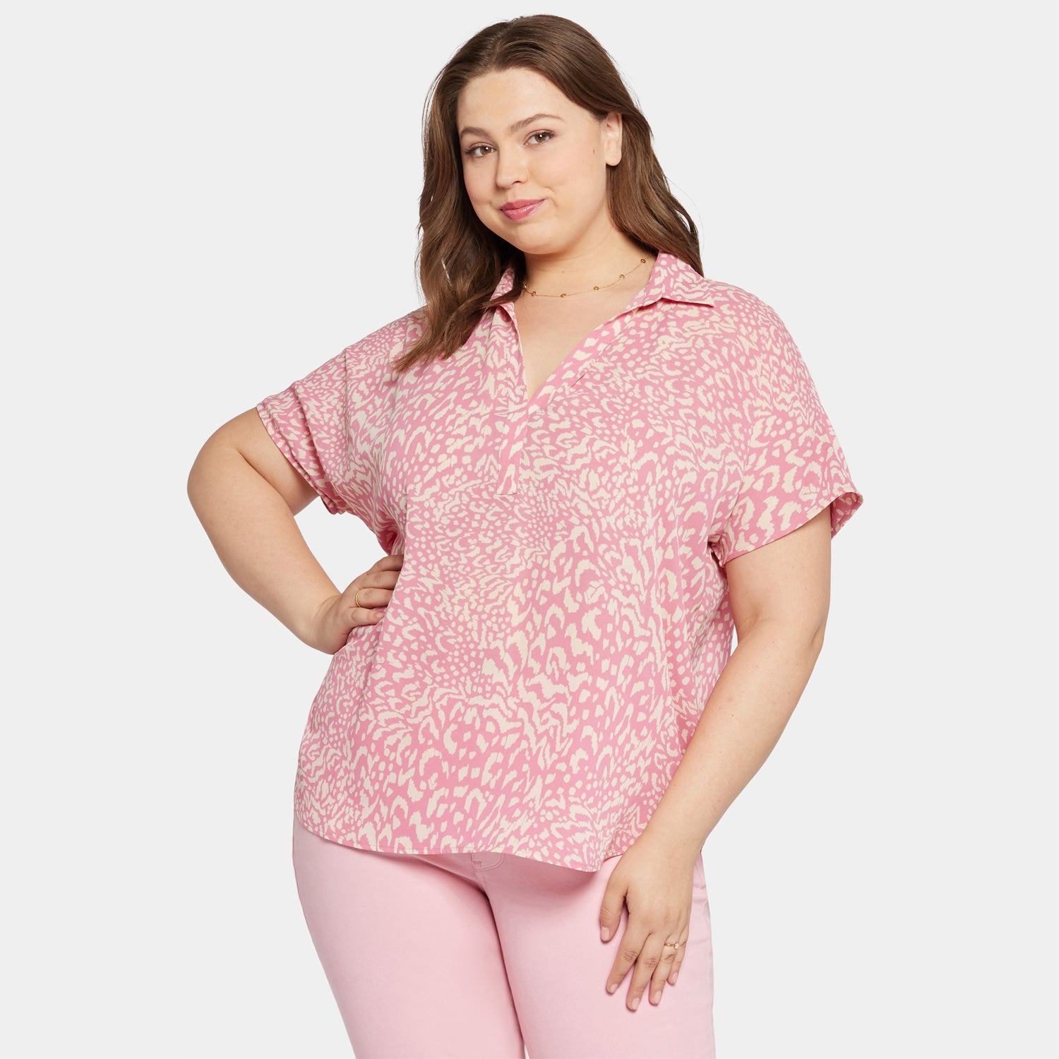 Becky Plus Size Short Sleeve Blouse - Alana Floral Print Women's Top for Casual Wear & Office Outfits