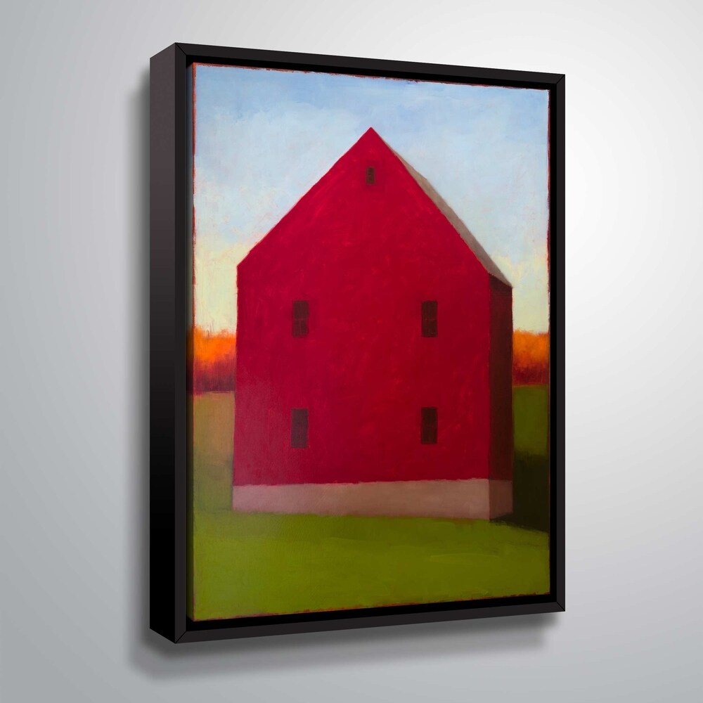 Big Red Gallery Wrapped Floater Framed Canvas Wall Art - Modern Abstract Painting for Living Room, Bedroom & Office Decor