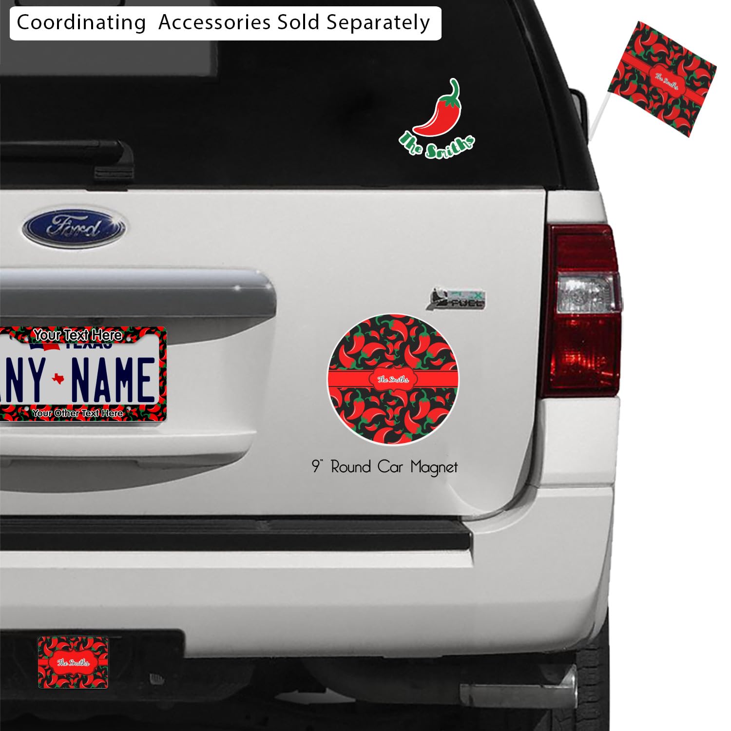 Custom Chili Pepper Car Floor Mats Set - 2 Front & 2 Rear Non-Slip Mats for Cars, SUVs & Trucks | Unique Spicy Gift for Car Enthusiasts | Perfect for Road Trips & Daily Commutes