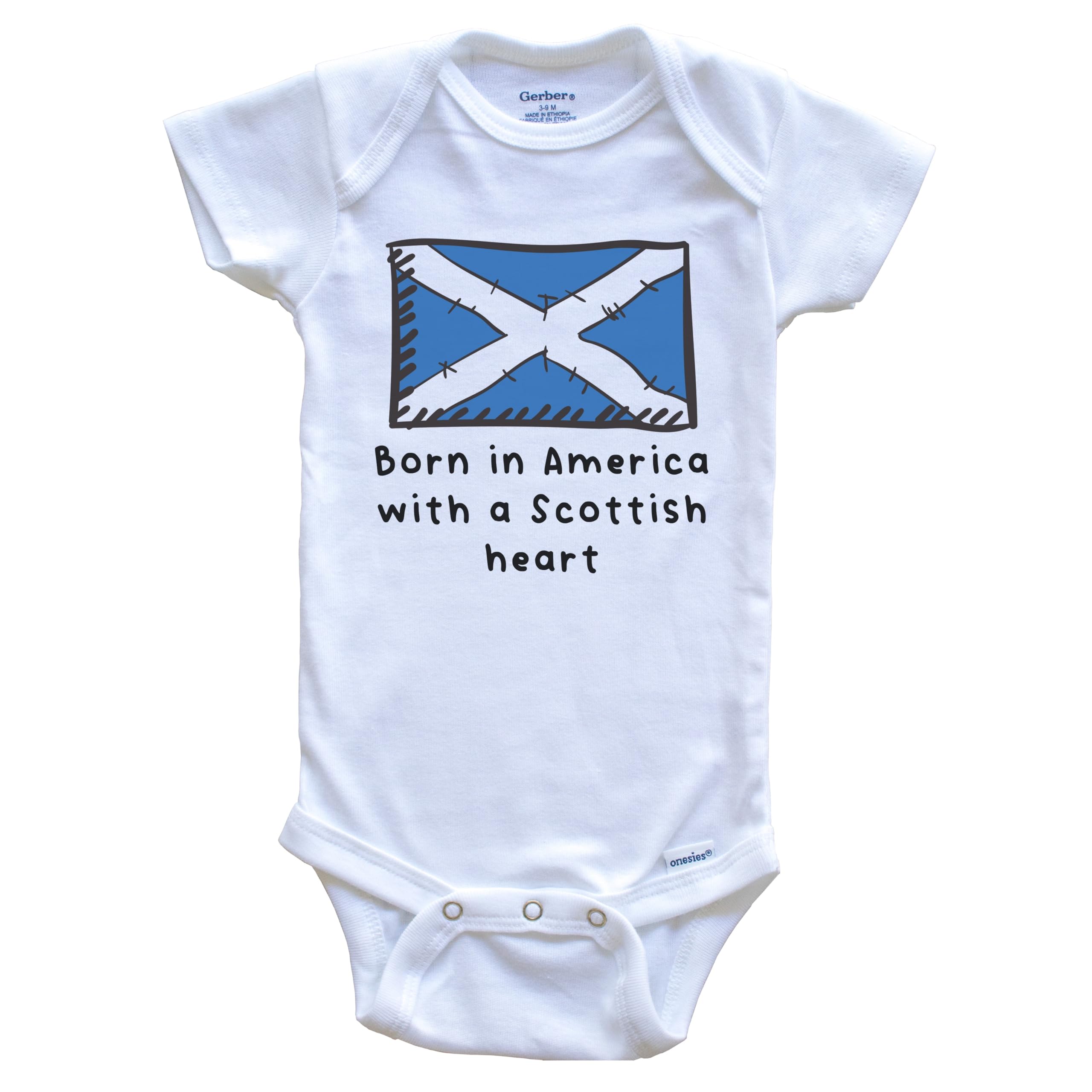 Adorable Scotland Flag One-Piece Baby Bodysuit - Born in America with Scottish Pride | Perfect for Holidays, Family Photos & Cultural Celebrations