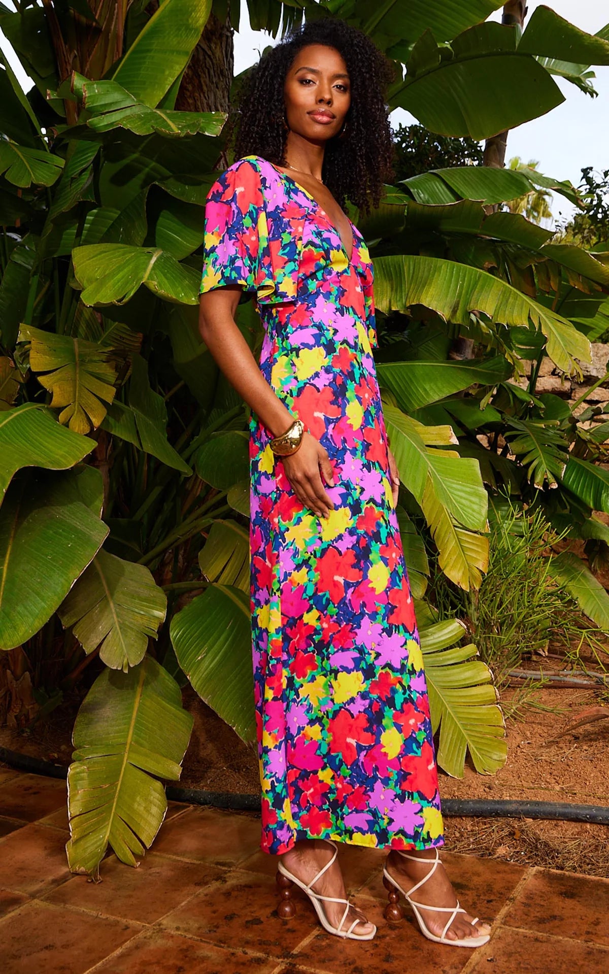 Ivory Midaxi Vintage Floral Dress for Women - Elegant Boho Summer Maxi Dress for Beach, Wedding & Party Occasions