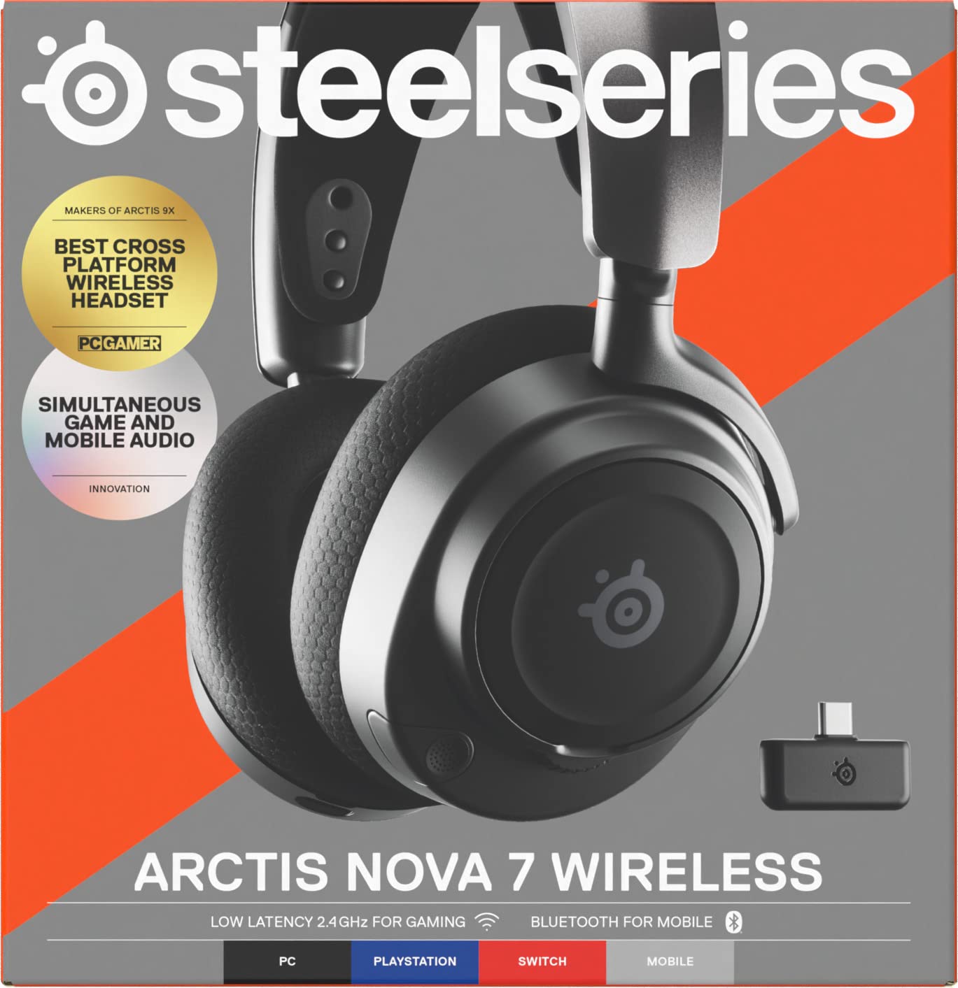 SteelSeries Arctis Nova 7 Wireless Gaming Headset - Multi-Platform (PC, PS5, Switch, VR, Mobile) - Dual Bluetooth & 2.4GHz Connectivity - 38H Battery Life - ClearCast Gen2 AI Mic - Perfect for Competitive Gaming & Streaming